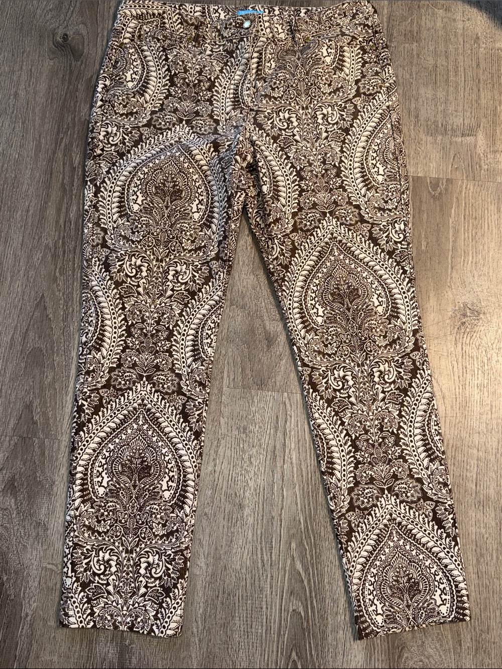 J. McLaughlin Lexi Brown/Off-White Mega Ravi Paisley Boho Print Pant Jeans Sz 12 - Picture 10 of 17